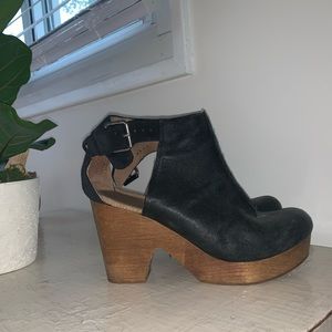 Free People Wooden Clogs with strap.